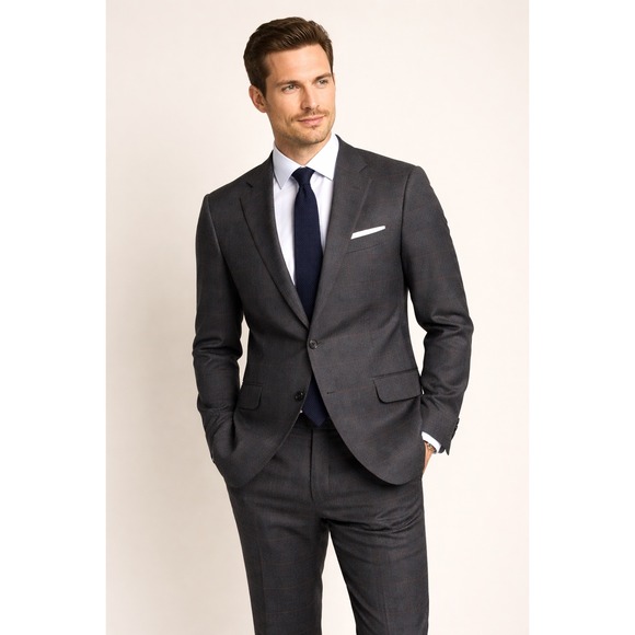 J.Crew Ludlow Suit 40R Blue Herringbone Windowpane Moon English Worsted Wool 34